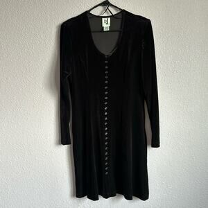 Vintage Dark Purple Velvet Midi Long Sleeve Dress